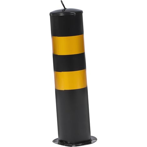 Poteau de Sécurité 50cm en Acier Inoxydable - Borne de Stationnement Noir et Jaune avec Bande Réfléchissante - Barrière de Protection Amovible pour Parking, Entrée, Allée et Garage (1/5)
