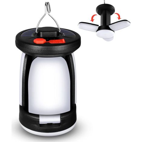 Lanterne Solaire, Lampe de Camping LED Ultra Bright, 2 Modes D'éclairage Réglable, 5 Méthodes de Charge, avec Dynamo à manivelle, Longue Durée D'éclairage pour Camping Randonnée Pêche Secours (1/5)