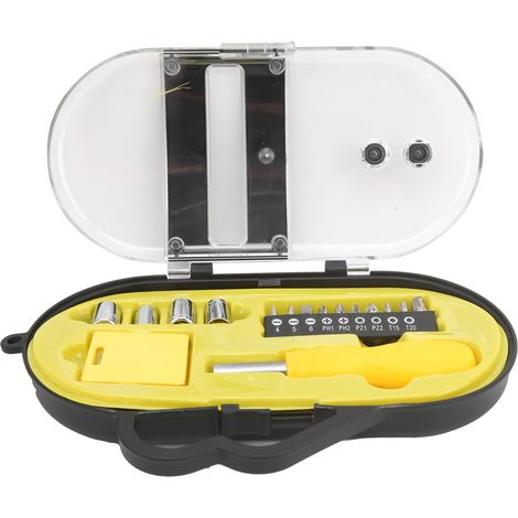 Kit d'outils de quincaillerie 16 pièces comprenant tournevis, douille, poignée en forme de gourde et tige de connexion. Pièces de réparation quotidiennes. (1/5)