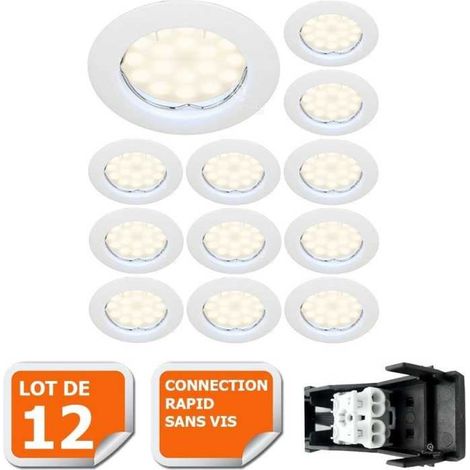 Lampesecoenergie – Lot de 12 spots LED encastrables GU10 5W – Équivalent 50W – Blanc neutre – Installation facile avec douille automatique – 15,000h de durée de vie (1/5)