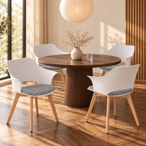 ALBATROS Esszimmerstühle 4er Set AALBORG, Grau - Beine aus Buche Massiv-Holz, Skandinavisches Retro-Design, bequemer Schalenstuhl - Eleganter Küchenstuhl, Stuhl Esszimmer für Esstisch