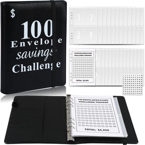 1 Classeur d'épargne, défi des 100 enveloppes, format A5, 25 enveloppes pré-imprimées, suivi des dépenses, violet (1/5)
