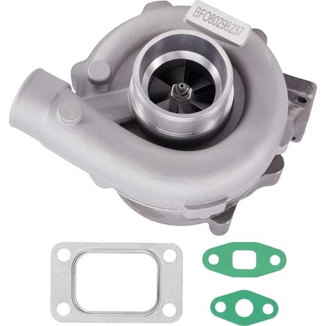 Turbocompresor universal, aumenta hasta 400 CV, compatible con motores T3 y T4, refrigerado por aceite, longitud 26 cm, ancho 25 cm. (1/5)