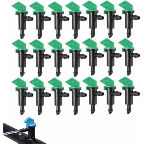 100 unités de tiges de tige de bande de 16 l/h, couleur verte, asperseur giratoire de 360 degrés pour système de tige de tige de jardin, compatible avec manguera de 4 mm/7 mm (1/5)