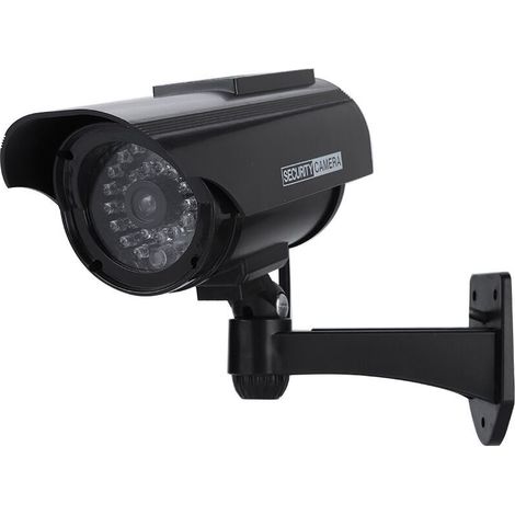 Fausse caméra alimentée à l'énergie solaire Caméra de sécurité de surveillance CCTV extérieure LED Record (noir) (1/5)