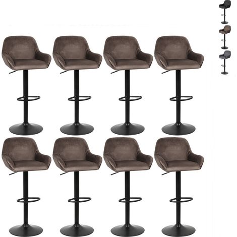 Hofuton 8Tabourets de Bar Chaises de Bar Hauteur Réglable Rotatif Hauteur Totale 86 - 106 cm Marron (1/5)
