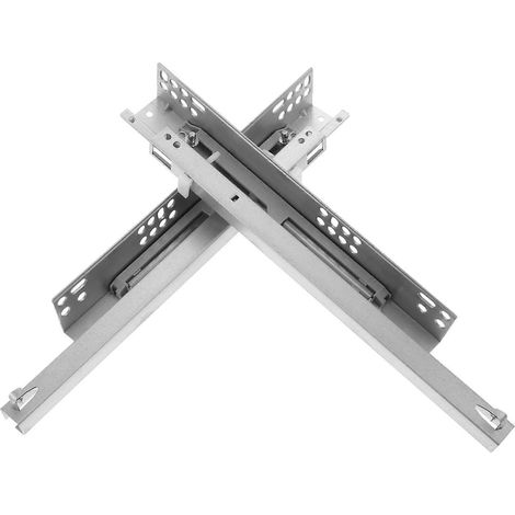 Lot de 2 glissières de tiroir robustes à fermeture amortie pour armoires, silencieuses et en acier. (1/5)
