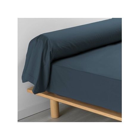 Taie de traversin 85 x 185 cm percale uni 78 fils percaline +p. bourdon Bleu (1/3)