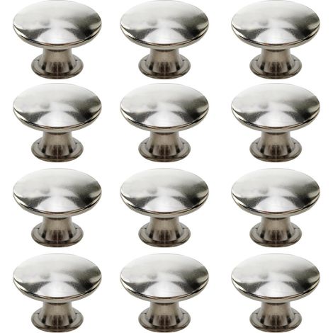 Vintage round drawer door handles, suitable for drawers, cabinets and closets (12 pieces, silver)
