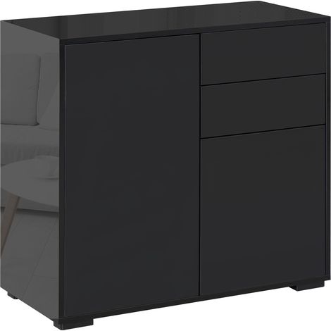 Mobiletto Multiuso per Casa e Ufficio con 2 Cassetti e 2 Armadietti, Apertura a Pressione, 79x36x74cm