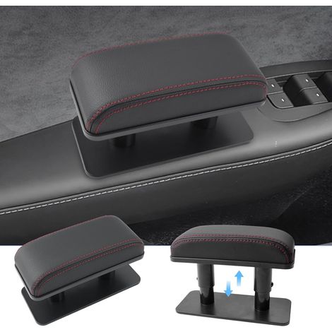 Accoudoir de porte de voiture universel en cuir synthétique - Coussin de support de coude gauche avec boîte de rangement - Coussin d'accoudoir de voiture - Ligne rouge (1/5)
