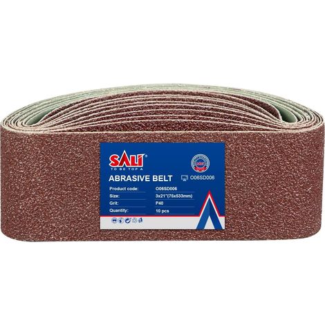 Lot de 10 bandes abrasives 75 x 533 mm Grain 40 Papier abrasif pour ponceuse à bande Machine à ponceuse pour le ponçage, le lissage, l'affûtage et le décapage du bois et du métal (1/5)