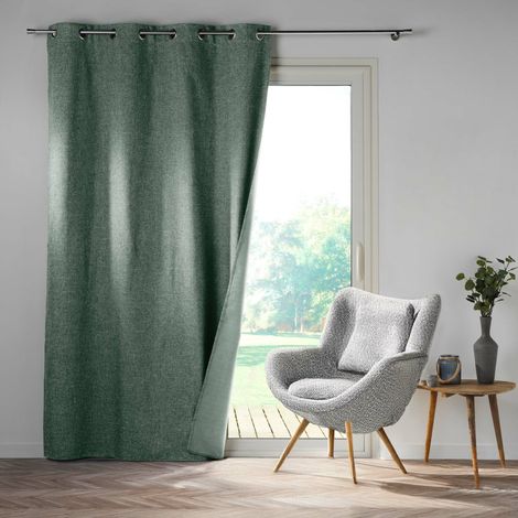 Rideau à œillets 140 x 260 cm NOVA – Chambray uni cèdre – 100 % occultant
