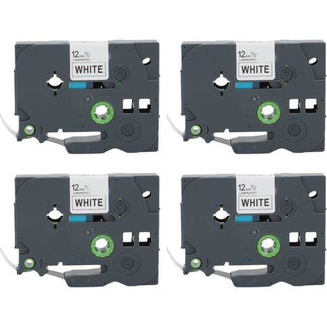 Irovami Lot de 4 rouleaux de ruban d'étiquettes étanches noir sur blanc de 12 mm, recharge pour étiqueteuse. (1/5)