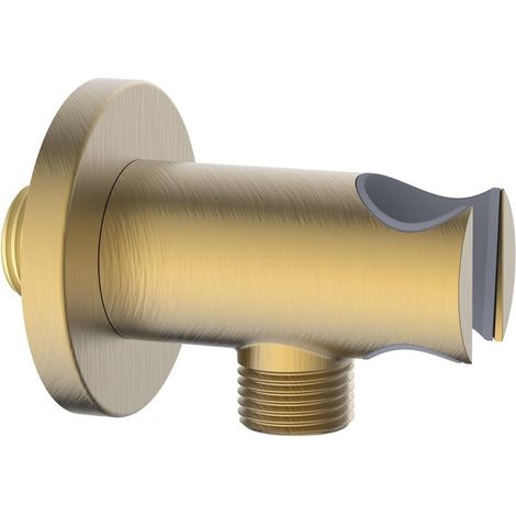 Presa acqua tonda con supporto doccino in ottone color oro opaco