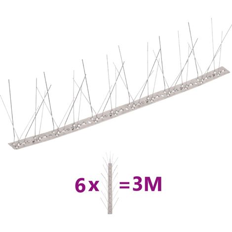 6-tlg. Vogelabwehr-Spikes-Set 3 m Edelstahl 5-reihig