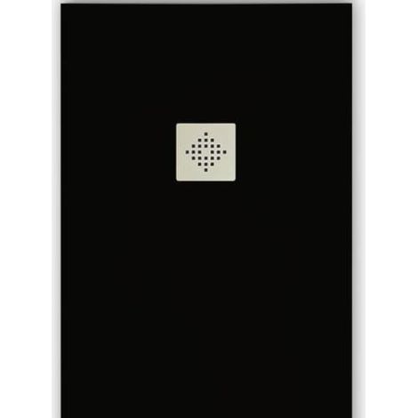 Receveur de douche 70 x 70 cm extra plat PURE en résine surface ardoisée noir Grille inox