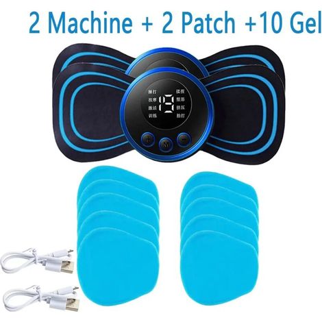 Patch de massage cervical et dorsal électrique EMS avec écran LCD, 8 modes, stimulateur musculaire à impulsions, portable, soulagement de la douleur01068-AquaForge