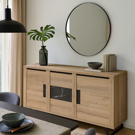 Buffet contemporain effet bois et céramique 190cm HORACE (1/4)