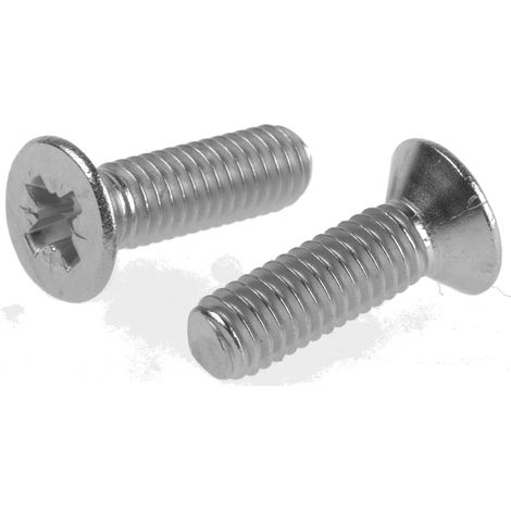 Vis à métaux RS PRO M6 à tête Fraisée Pozidriv en Acier Inoxydable, 20mm ( Prix pour Boîte de 100 )