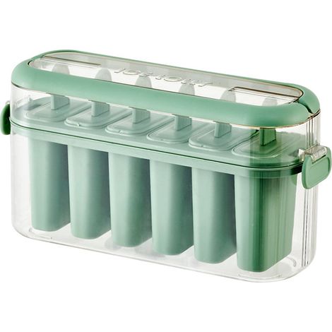 Eisform mit 6 Löchern – lebensmittelechtes, leicht zu lösendes Eisformsystem, Set für die Zubereitung von gefrorenen Desserts mit Eisstangen, geeignet für die Küche zu Hause, Saft, Milch, Obst, Party (1/5)
