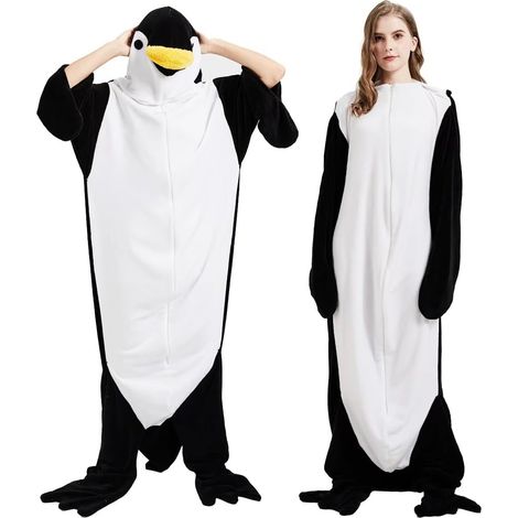 Manta con capucha de pingüino, de franela supersuave, ideal para adolescentes y adultos como sudadera o manta.