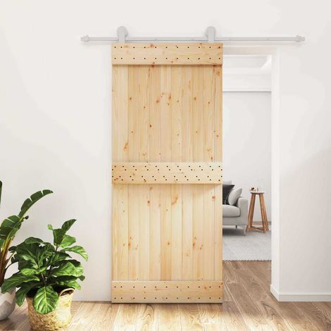 vidaXL Porte coulissante Naturel et Blanc 90 x 210 cm (1/5)