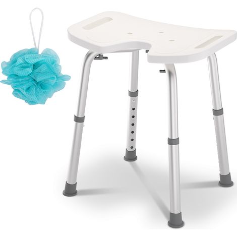 Randaco Tabouret de douche réglable en hauteur jusqu'à 136 kg aide à la douche - Plaque de siège antidérapante en forme de U