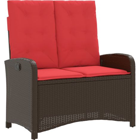 Gartenbank Verstellbar mit Kissen Braun Poly Rattan vidaXL