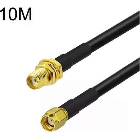 Câble adaptateur coaxial SMA femelle vers RP-SMA mâle - Longueur 10 m RG58 (1/2)