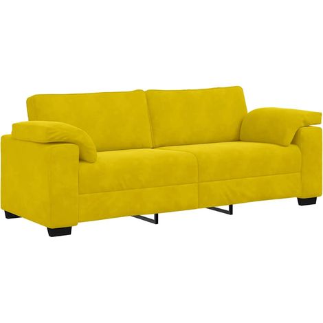 vidaXL Divano a 3 Posti Giallo 178 cm in Velluto (1/5)