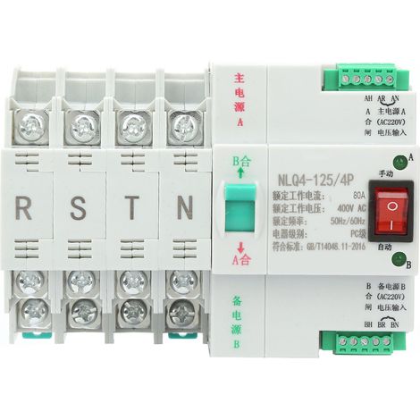 Commutateur à bascule de transfert automatique à double alimentation 400 V CA 4P 63/80/100 A (80 A) (1/5)
