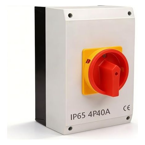 Interrupteur, 40 A Interrupteur Principal à Botier Résistant au Feu 4 Ples 18 kW Interrupteurs de Déconnexion IP65 avec Contacts en Argent Massif pour la Connexion et Déconnexion de Petits Circuits (1/5)