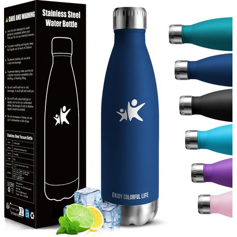 Gourde Isotherme - 750ML - Gourde Inox sans BPA Sport Étanche, Réutilisable, Bouteille Isotherme, Processus de revêtement en Poudre, Bouteille pour Running, Bureau, École (1/5)