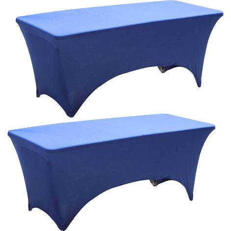 Spandex Tischdecke rechteckig 6FT blau 2 Stück dehnbar für Bankett Hochzeit Party