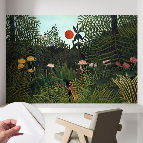 Tapete adhésive moderne pour salon et chambre à coucher Décoration rapide avec colle Paysage exotique 104x70 cm (1/5)