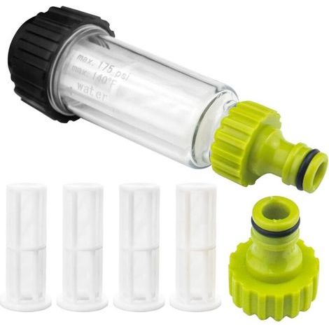 Kit de filtres à eau 3/4" Préfiltre à eau avec 4 filtres et adaptateur rapide pour nettoyeur haute pression, pompe de jardin, arrosage de jardin, camping-car (1/5)