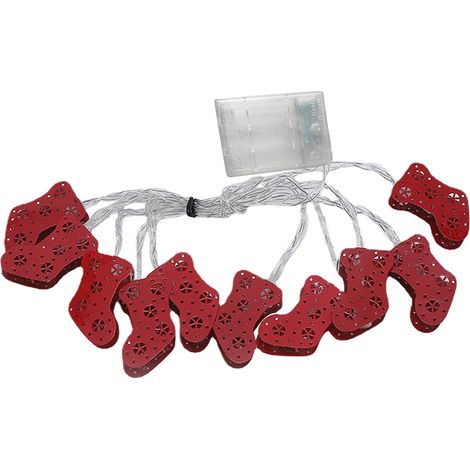 Guirlande Lumineuse Chaussettes De Noël - 2 M 10 Ampoules - Alimentation Piles AA - Décoration Intérieure Extérieure - 1 Pièce (1/5)
