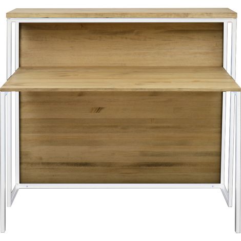 Mostrador iCub con mesa 60x120x110cm Blanco en madera maciza de pino acabado vintage estilo industrial Box Furniture (1/3)