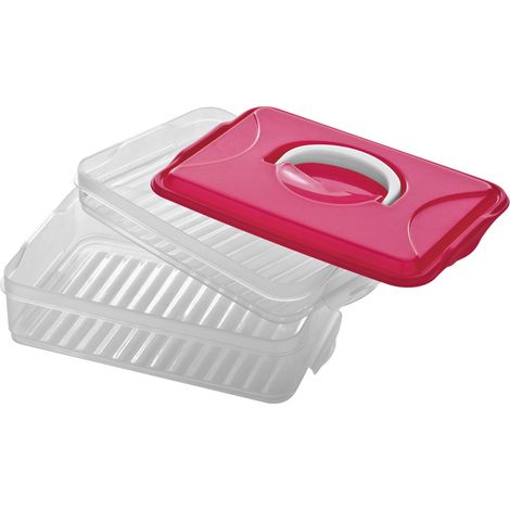 Premier Housewares Food Container Leakproof Hot Pink Lid With Folding Handle Food Storage Box With Dual Compartments For Snacks And Lunch Ideal For Daily Use 15 x 9 x 23 (1/3)