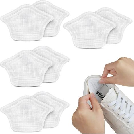 Cuscinetti per tallone, 4 paia di cuscinetti autoadesivi per tallone, inserti per tallone, solette autoadesive antiscivolo per prevenire sfregamenti e vesciche (5 mm, bianco) (1/5)