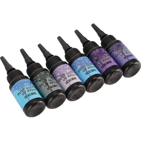 Lot de 6 tubes de résine UV colorée en forme de stylo, à prise rapide, pour sceller la feuille d'aluminium, 10 ml par tube, adaptés à la création de bijoux DIY, série violette. (1/5)