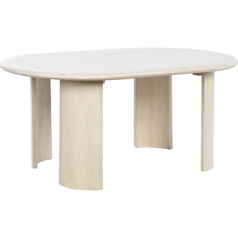 Table basse en bois de manguier coloris blanc - Longueur 130 x Profondeur 79 x Hauteur 46 cm -PEGANE- (1/5)