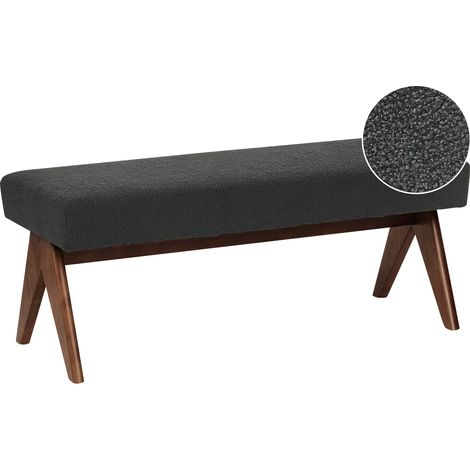 Banco de cama asiento de entrada de bouclé patas de madera negro y marrón oscuro Tamre