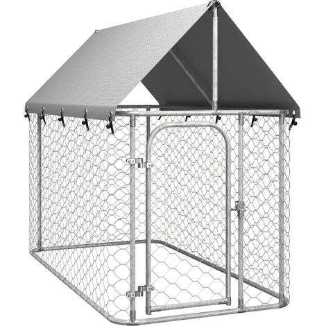 Gabbia per Cani da Esterno con Tetto，Box per Cani，Kennel per Cani 200x100x150 cm NCIW765898 BonneVie (1/6)
