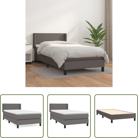 vidaXL Matratze -  Boxspringbett mit Matratze Grau 90x200 cm Kunstleder (1/5)