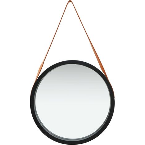 Maison Exclusive - Specchio da Parete con Cinghia 50 cm Nero