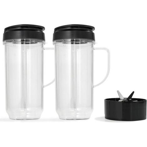 Ensemble de Tasses de Mixage 22Oz et Lame de Rechange pour Mixeurs Magic Bullet 250W MB1001 (2 RéCipients/Lame D'Extracteur avec (1/4)