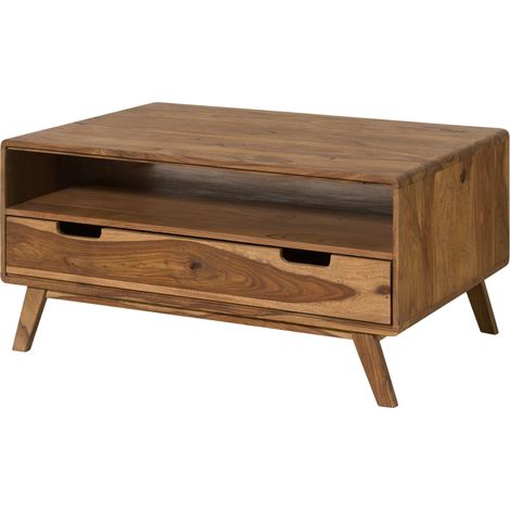 Tavolino da Salotto Sheesham naturale Sabbiato 100x70x48 (BxTxH) montato parzialmente MALMÖ 2 228 (1/4)