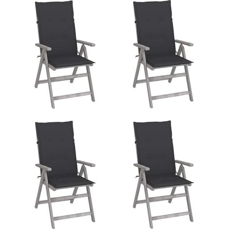 vidaXL Sillas reclinables jardín y cojines 4 uds madera maciza acacia (1/5)